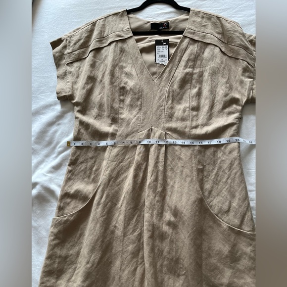 NWT Laura's Ramie Blended Knee-length Loose Shape Beige Dress Size 12 - Picture 13 of 14